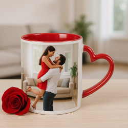 Flying in Love Heart Handle Personalized Mug