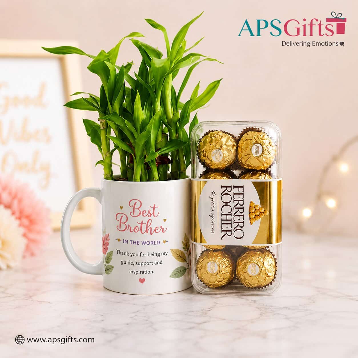 Personalized Lucky Bamboo & Ferrero Rocher Gift Combo