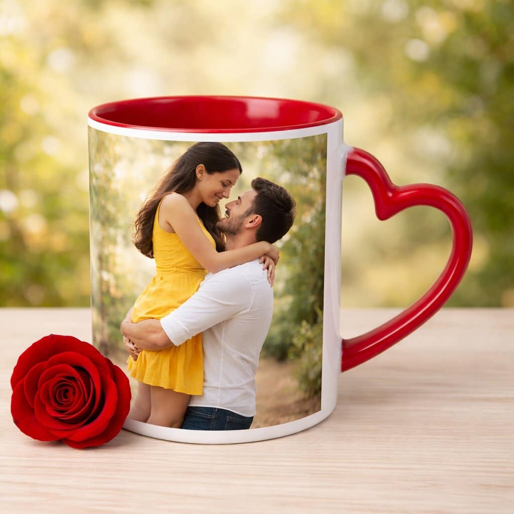 Flying in Love Heart Handle Personalized Mug