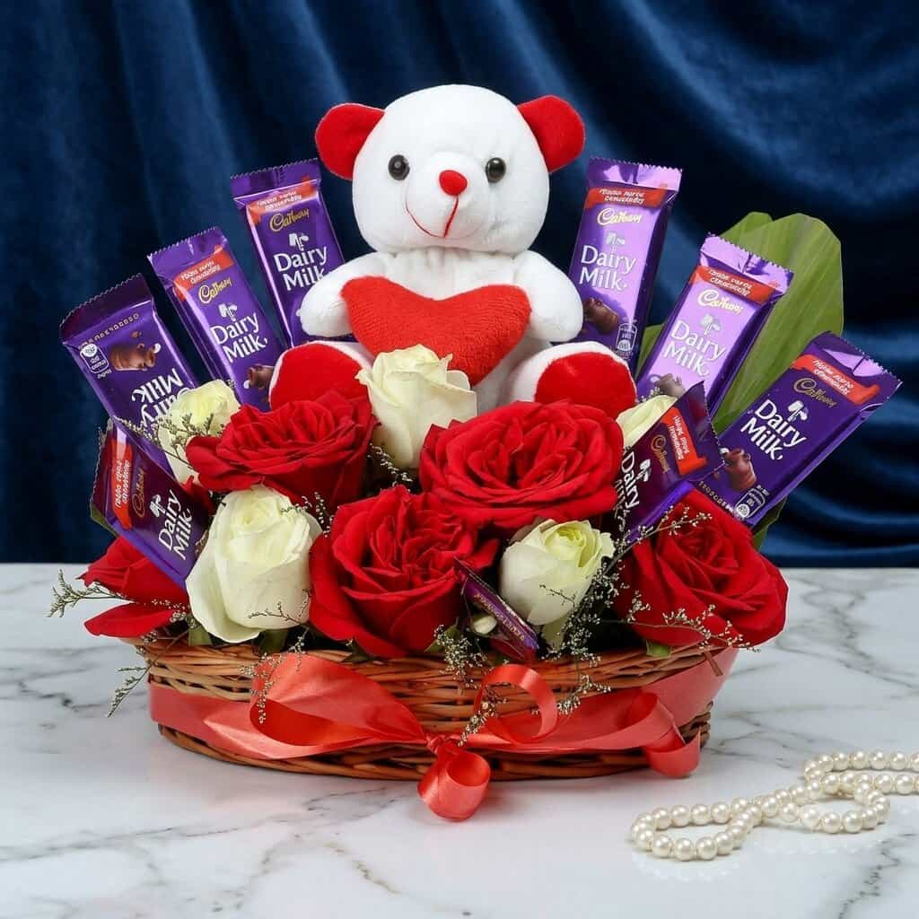 Sweet Love Teddy, Roses & Chocolate Hamper