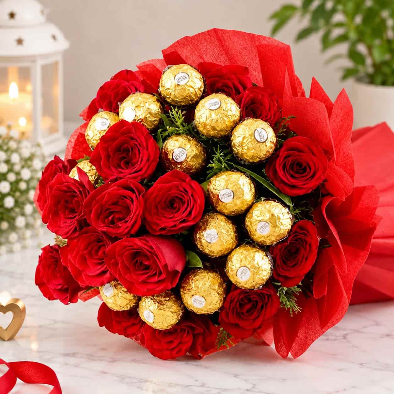 Red Rose & Ferrero Rocher Chocolate Bouquet
