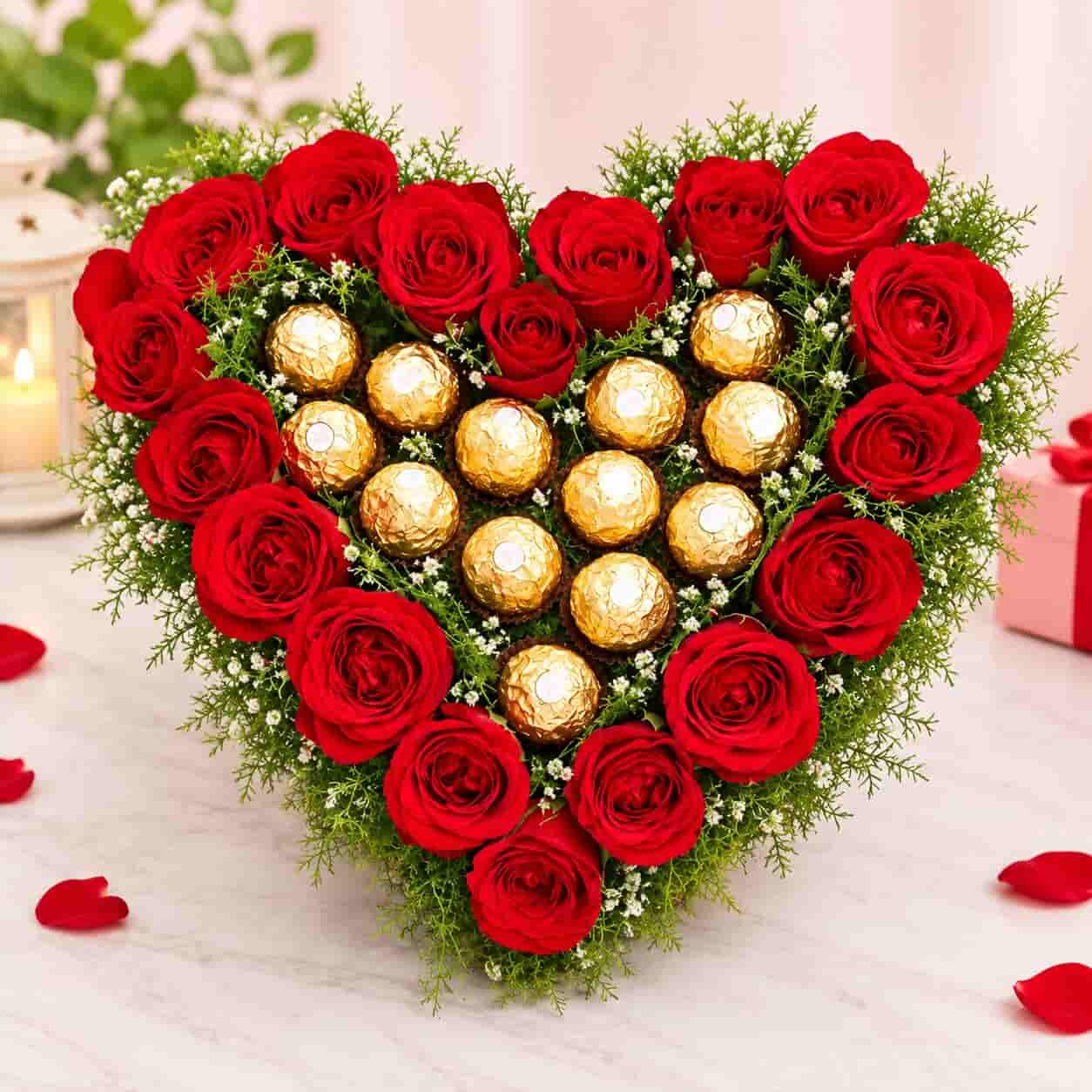 Romantic Rose Heart with Ferrero Rocher