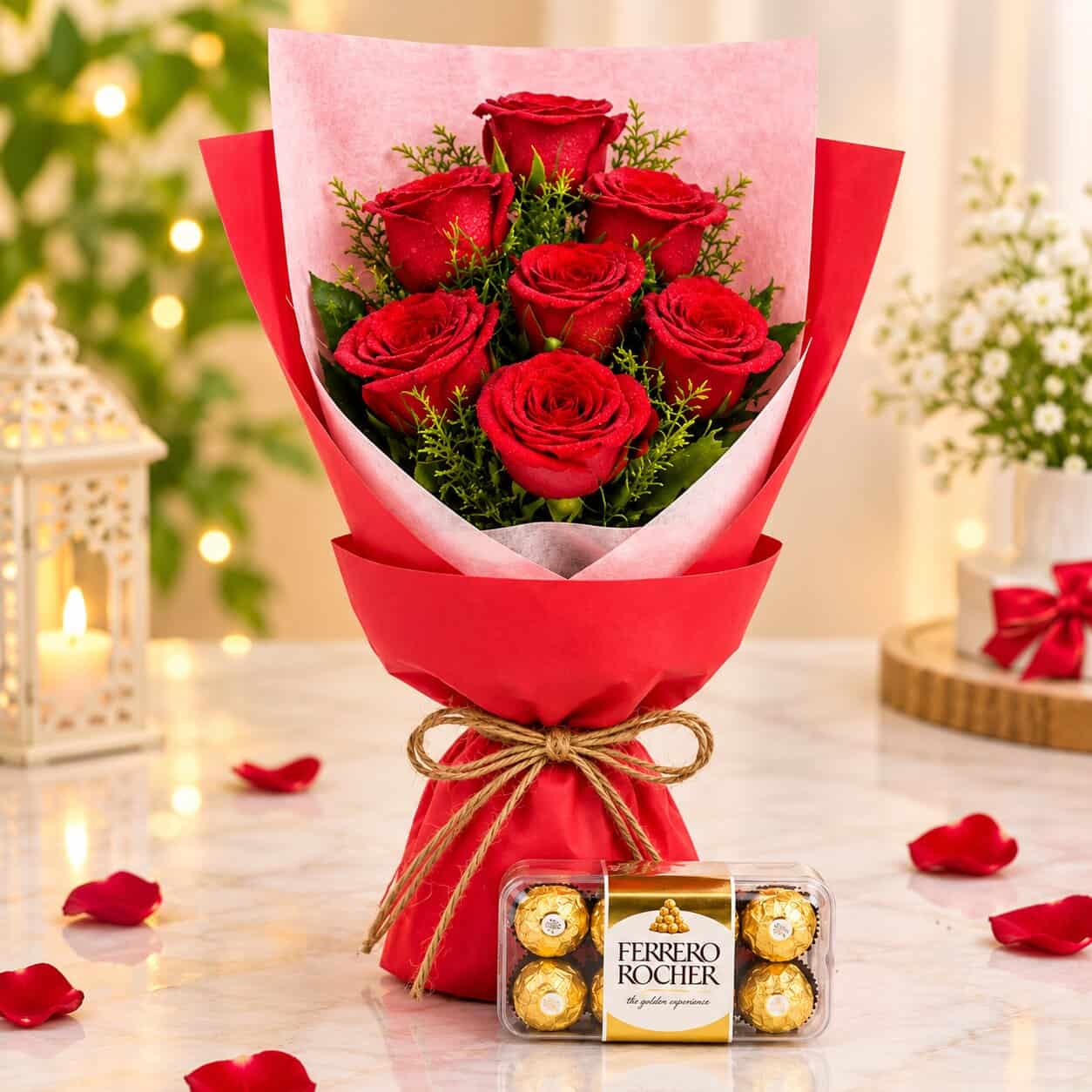 Romantic Red Roses & Ferrero Rocher Surprise